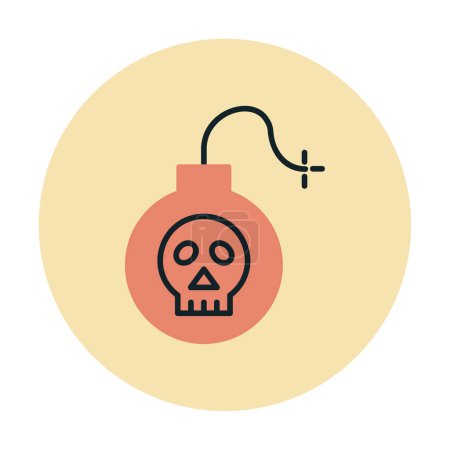 icono de bomba con ilustración de vector de cráneo