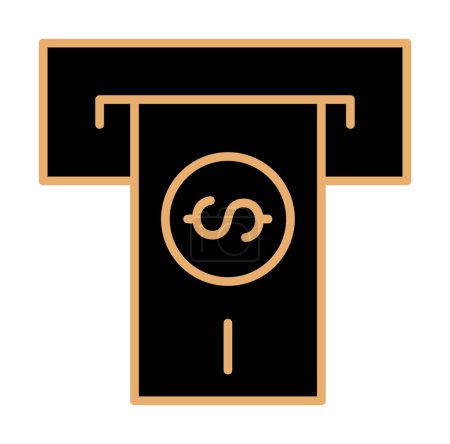 Ilustración de Retirar dinero del icono de la línea de ranura de cajero automático en un diseño simple sobre un fondo blanco - Imagen libre de derechos