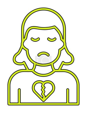 Ilustración de Mujer triste con corazón roto icono - Imagen libre de derechos
