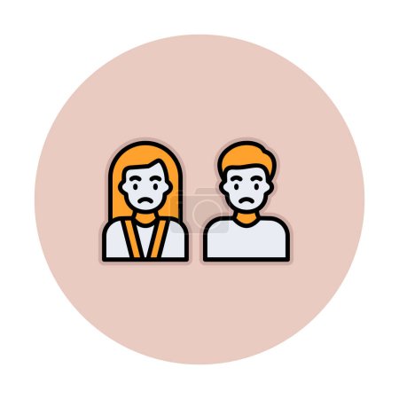 Téléchargez les illustrations : Illustration vectorielle de triste homme et femme icône, réfugiés - en licence libre de droit