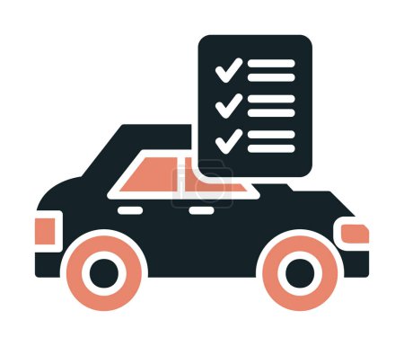 Ilustración de Icono de la lista de verificación del coche, ilustración del vector de mantenimiento del coche - Imagen libre de derechos