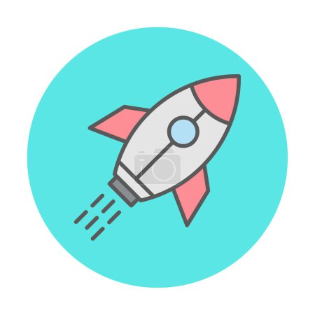 Ilustración de Concepto de lanzamiento de empresas, icono de cohete, diseño plano - Imagen libre de derechos
