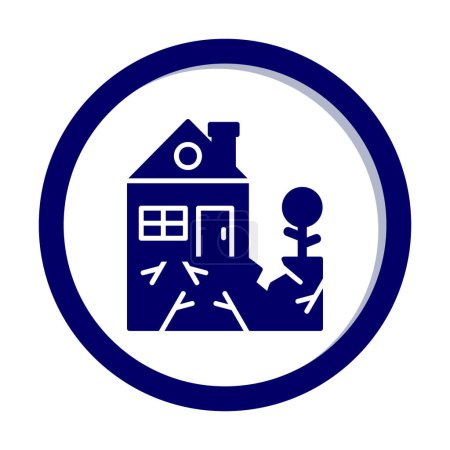 Téléchargez les photos : Maison et plante après l'icône du tremblement de terre. illustration vectorielle - en image libre de droit