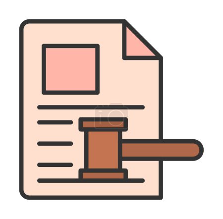 Ilustración de Subasta o juez martillo icono en estilo plano - Imagen libre de derechos