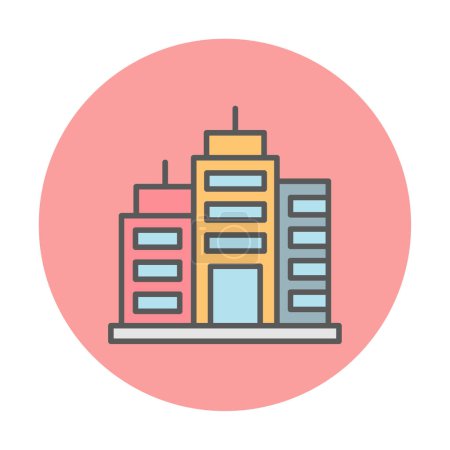 Téléchargez les illustrations : Icône du bâtiment de la ville, illustration vectorielle design simple - en licence libre de droit
