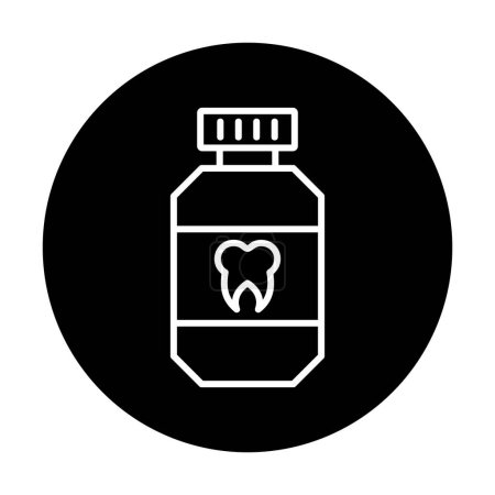 Illustration for Mouthwash bottle with tooth sign icon, vector illustration - Royalty Free Image