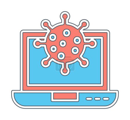 Illustration for Laptop with shield virus icon, flat design - Royalty Free Image