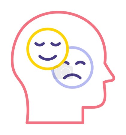 Illustration for Bipolar disorder or depression BP web icon, vector illustration. Showing mental health symbols - Royalty Free Image
