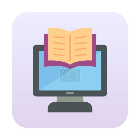 Téléchargez les illustrations : E-book et icône de l'écran d'ordinateur, illustration vectorielle - en licence libre de droit