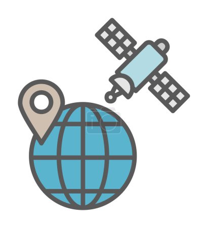 Ilustración de Planeta tierra con sistema de satélite icono vector - Imagen libre de derechos