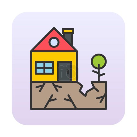Illustration for House and plant after earthquake icon. vector illustration - Royalty Free Image