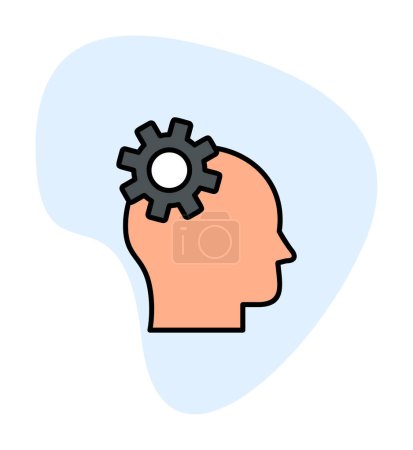 Ilustración de Icono de cabeza pensante, ilustración vectorial diseño simple - Imagen libre de derechos