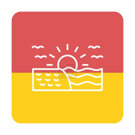 Téléchargez les illustrations : Icône web du lever du soleil sur la mer, illustration vectorielle - en licence libre de droit
