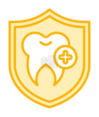 Ilustración de Escudo de protección dental vector icono. señal de línea delgada. Prevención contorno aislado símbolo ilustración - Imagen libre de derechos