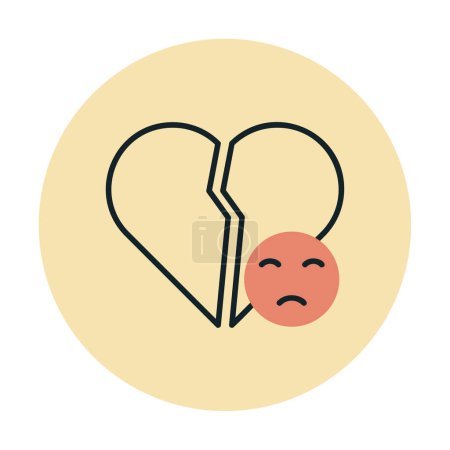 Broken Heart and sad icon  illustration  design