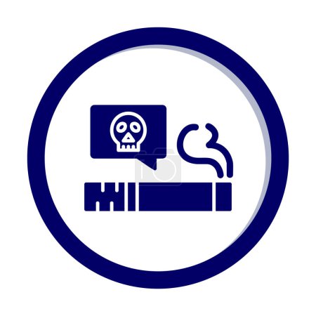 Ilustración de Cráneo plano con icono de cigarrillo. ilustración vectorial - Imagen libre de derechos
