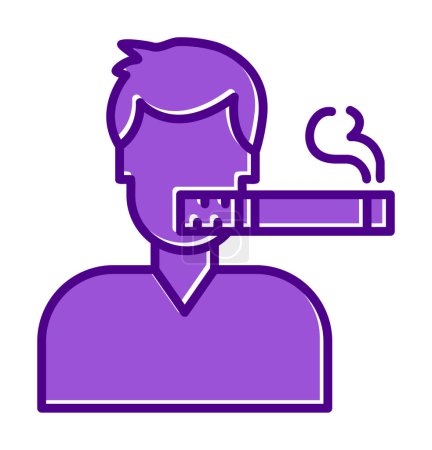 Téléchargez les illustrations : Homme fumeur avec icône de cigarette, illustration vectorielle - en licence libre de droit