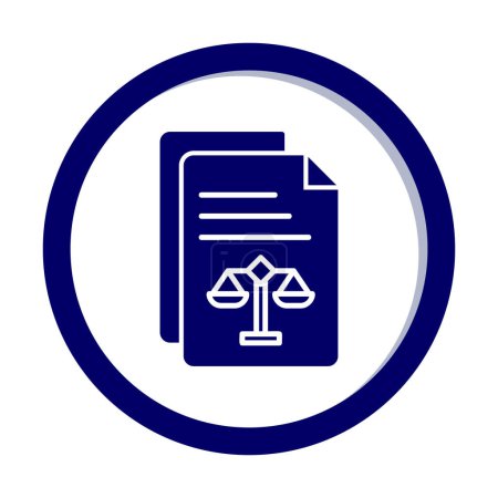 Icono de línea de documentos legales. Señal de escalas de justicia. Signatura del Juicio. Ilustración vectorial 