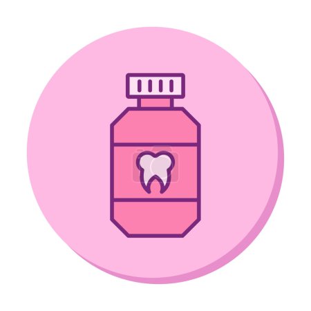 Illustration for Mouthwash bottle with tooth sign icon, vector illustration - Royalty Free Image