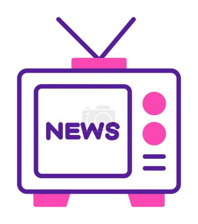 Ilustración de Icono de noticias de televisión, ilustración vectorial diseño simple - Imagen libre de derechos