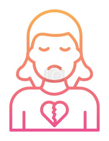 Téléchargez les illustrations : Femme triste avec icône coeur brisé - en licence libre de droit