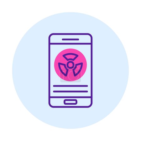 Illustration for Radiation sign on smartphone screen icon - Royalty Free Image