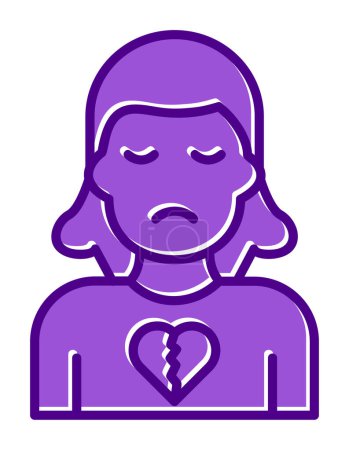 Illustration for Sad woman with  Broken Heart  icon - Royalty Free Image