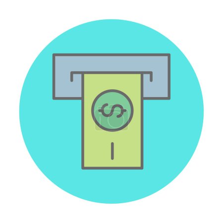 Retirar dinero del icono de la línea de ranura de cajero automático en un diseño simple sobre un fondo blanco
