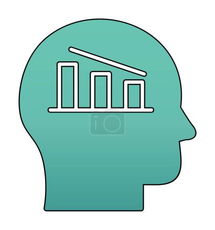 Illustration for Human head with business graph icon, personal growth icon, vector illustration - Royalty Free Image