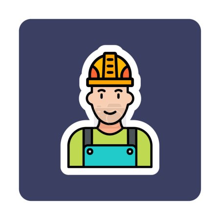 Téléchargez les illustrations : Illustration vectorielle d'icône d'ouvrier usine - en licence libre de droit