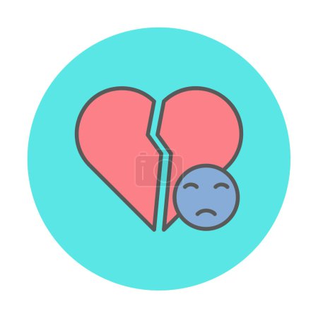 Illustration for Flat Broken Heart and sad icon  illustration - Royalty Free Image