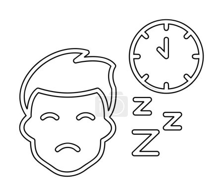Téléchargez les illustrations : Visage masculin endormi avec horloge, illustration vectorielle - en licence libre de droit