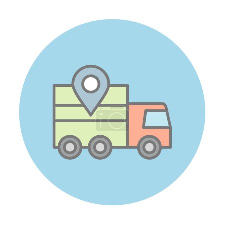 Illustration for Delivery truck with location icon, simple  illustration - Royalty Free Image