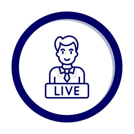 Ilustración de Simple icono de Live News, ilustración vectorial - Imagen libre de derechos