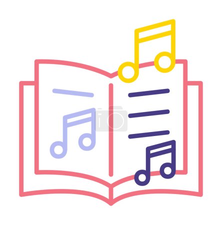 Téléchargez les illustrations : Icône de livre de musique, illustration vectorielle - en licence libre de droit