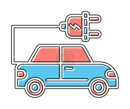 Ilustración de Icono del coche eléctrico. Automóvil eléctrico y símbolo de carga. Eco amigable electro auto vehículo concepto. Ilustración vectorial - Imagen libre de derechos