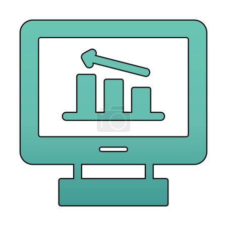 Ilustración de Monitor de ordenador con icono de estadísticas, ilustración vectorial - Imagen libre de derechos