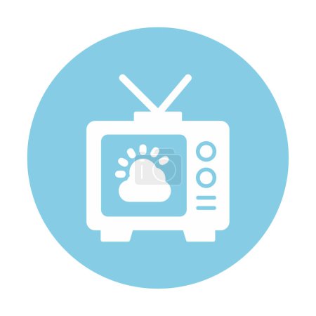 Téléchargez les illustrations : Icône TV avec symbole météo, illustration vectorielle design simple - en licence libre de droit
