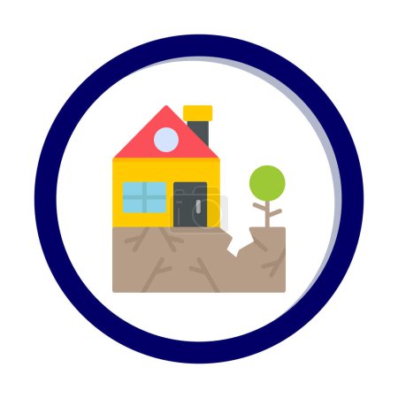 Téléchargez les illustrations : Maison et plante après l'icône du tremblement de terre. illustration vectorielle - en licence libre de droit