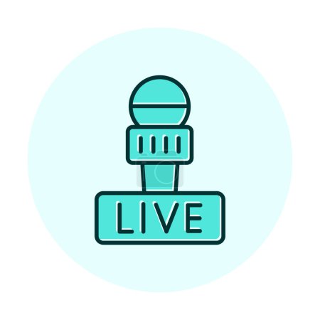 Illustration for Microphone with live stream web icon, vector illustration - Royalty Free Image