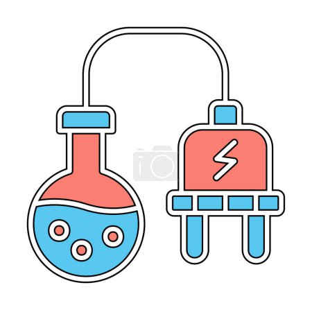 Illustration for Lab flask with electric plug, vector illustration simple design - Royalty Free Image