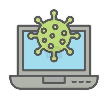 Illustration for Laptop with shield virus icon, flat design - Royalty Free Image