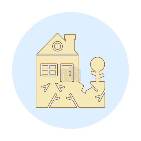 Ilustración de House and plant after earthquake icon. vector illustration - Imagen libre de derechos