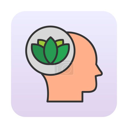 Illustration for Head with lotus flower icon, vector illustration simple design - Royalty Free Image
