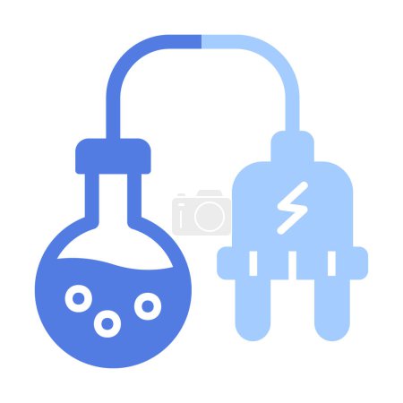 lab flask with electric plug, vector illustration simple design