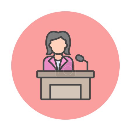 Illustration for Women giving speech at speech stand  icon, vector illustration - Royalty Free Image