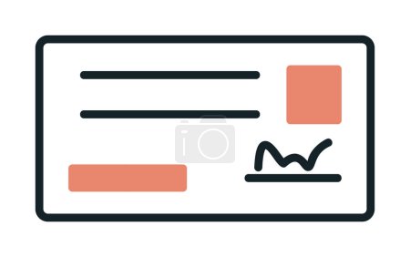 Illustration for Cheque outline vector icon - Royalty Free Image