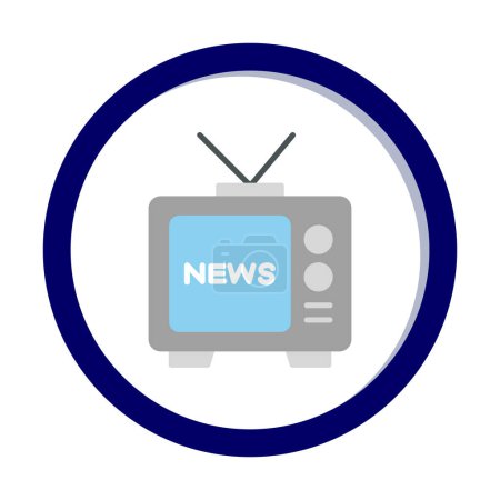 Téléchargez les illustrations : Tv news icône, illustration vectorielle design simple - en licence libre de droit