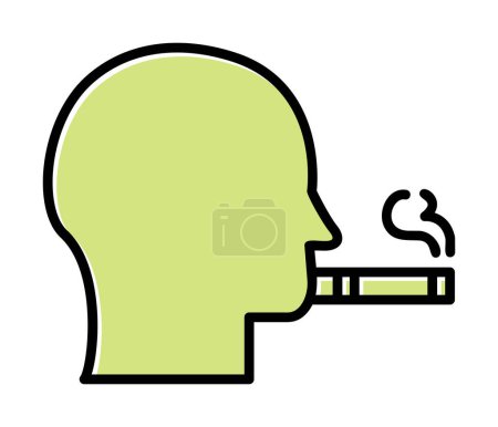 Ilustración de Perfil del hombre fumador con icono de cigarrillo, ilustración vectorial - Imagen libre de derechos