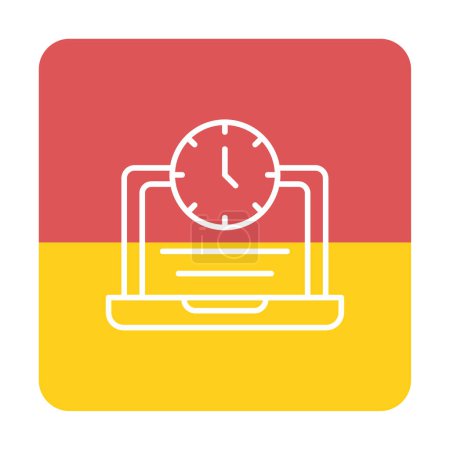 Ilustración de Ordenador portátil con icono de reloj, ilustración vectorial. Concepto de trabajo excesivo - Imagen libre de derechos